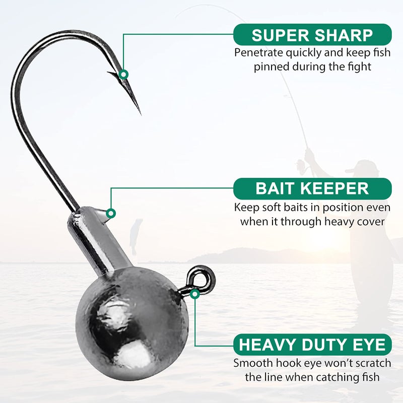 OROOTL Soft Fishing Lures Jig Head Hooks Kit, Crappie Jigs Lures Kit Mixed Curly Grub Lures Tube Baits Soft Plastic Swimbaits for Bass Trout Panfish Saltwater Freshwater Fishing - Image 3